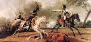 Wilhelm von Kobell Austrian cuirassiers fighting French hussars oil painting on canvas